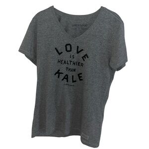 life is good “Love is better than kale” gray women’s T-shirt m medium med